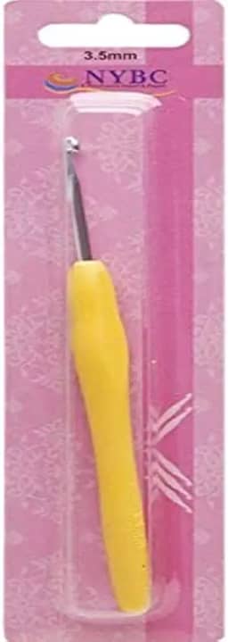 Agulha Para Crochê, NYBC, Tamanho 3,5 mm, Cabo de Silicone, Amarela