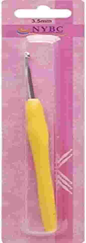 Agulha Para Crochê, NYBC, Tamanho 3,5 mm, Cabo de Silicone, Amarela
