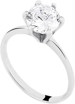 Anel Solitário Grosso Pedra Alta Zircônia 7mm Prata 925 Amor