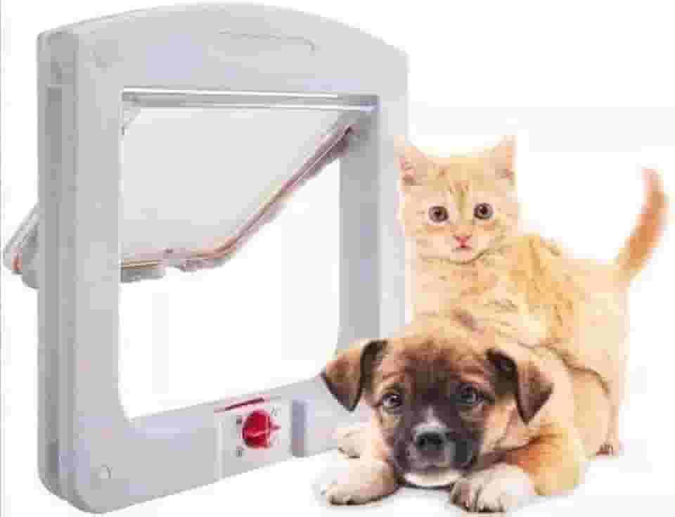 Porta Para Gatos Cachorros 4 Em 1 Pet Door Passagem Pequena