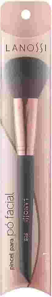Pincel para Pó Facial Rose Black, Cor Preto/Rosé Metalizado, Lanossi Beauty & Care.