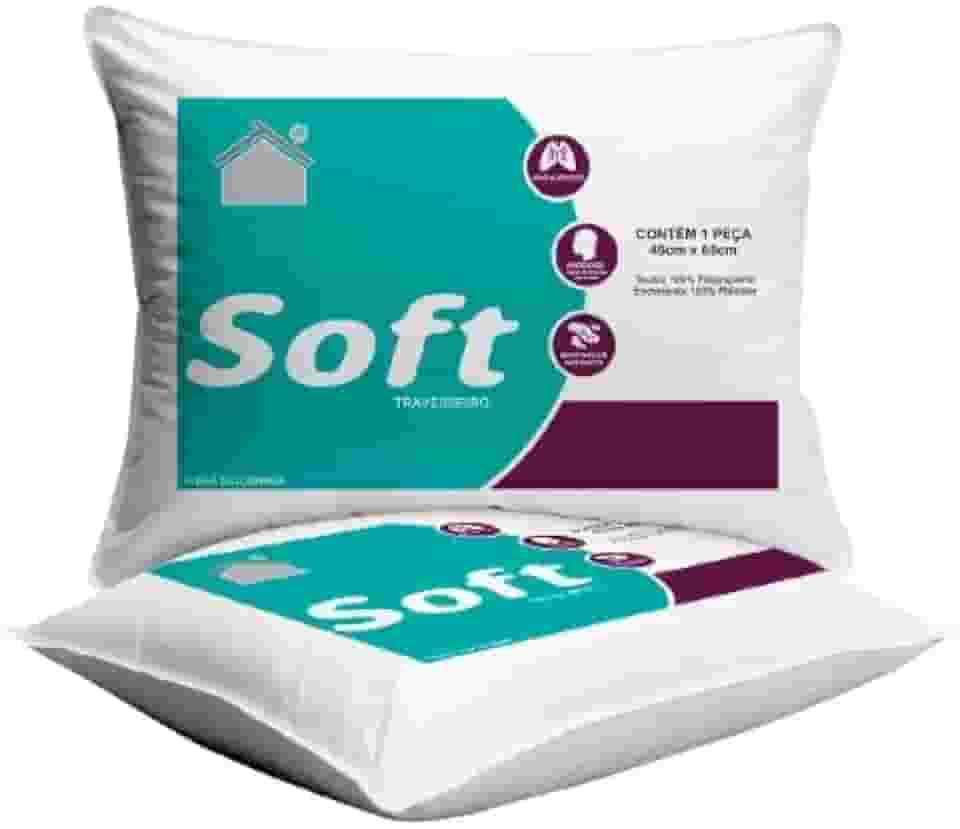 Kit 2 Travesseiro 65x45cm Antialergico Fibra Siliconada Importada de Baixa Densidade Macio