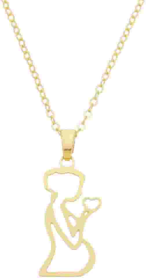 Colar Mãe Corrente Pingente Gestante Semijoia Banhado A Ouro 18K