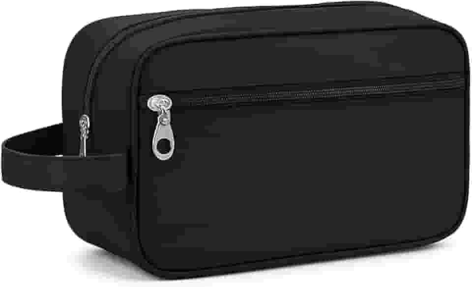 Kirk Necessaire Masculina Viagem (Bolsa de Toilette) Nylon Impermeável, Alça Lateral, 2 Compartimentos, Organizador de Higiene Executivo para Shampoo, Barba e Perfume (Preto)