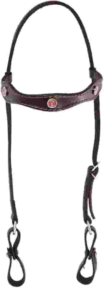 Cabeçada goianinha com testeira detalhada acessórios para cavalos super resistente feita de couro legitimo (Marrom)