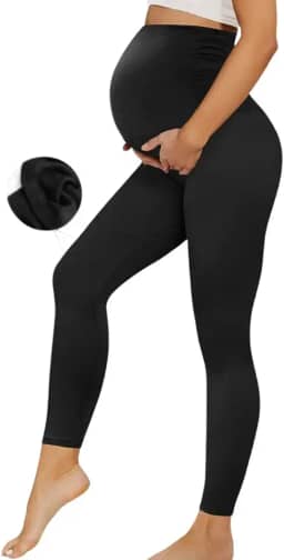 Legging gestante flanelada peluciada forrada quentinha calça grávida roupa maternidade alto conforto e sustentação barri