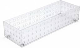 Caixa Organizadora de Acrílico Transparente Multiuso Retangular 28x10x6cm Empilhável para Cozinha Banheiro e Escritório