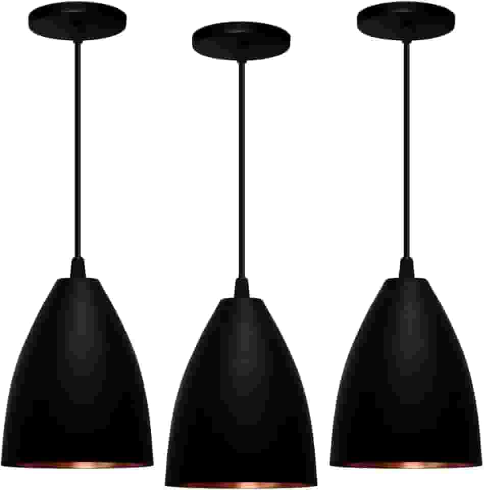 Kit 3 Pendentes Vegas (preto Textura/Bronze)