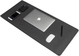 Mouse Pad 60x30cm KingPad Couro Ecológico Preto – Desk Pad Antiderrapante para Escritório, Home Office e Estudo – Tapete de Mesa Resistente à Água