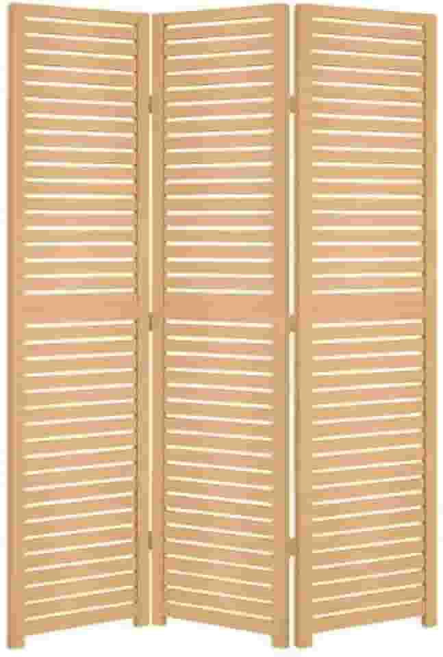 Painel Divisória MDF Dobrável Estilo Biombo – Beleza e Funcionalidade Painel Decorativo 3 Folhas - Para Sala, Quarto, Home Office e Varanda, Fácil de Montar(Cru)