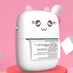 Mini Impressora Térmica Sem Fio Bluetooth Etiqueta Fotos Lembretes BT 200dpi (Rosa)