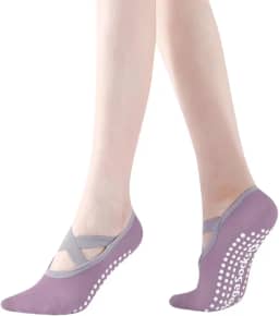 Kit 3 Pares de Meias Antiderrapantes Feminina para Yoga, Pilates e Hidroginástica, Tamanhos 35 a 40, Cor Sortida