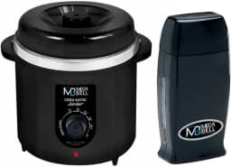 Kit Depilação Termocera 400gr Sem Refil Preta + Aquecedor de Cera Roll-on Preto Mega Bell