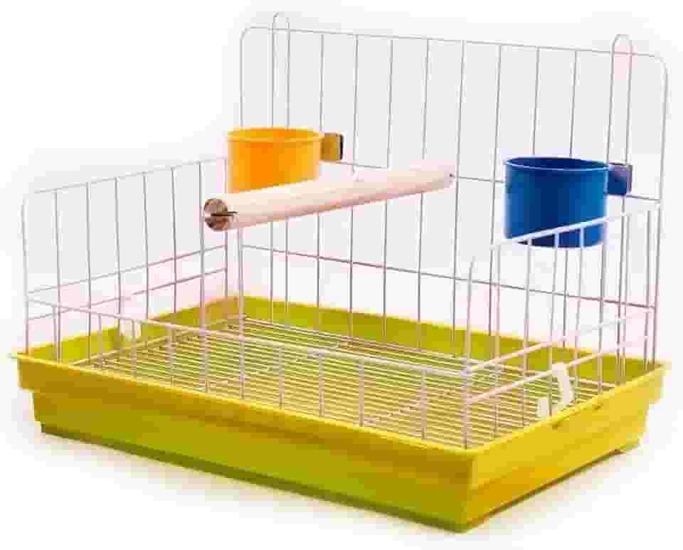 Poleiro de Madeira com Bandeja e 2 Comedouros para Calopsita, Papagaio e Maritaca Amarela