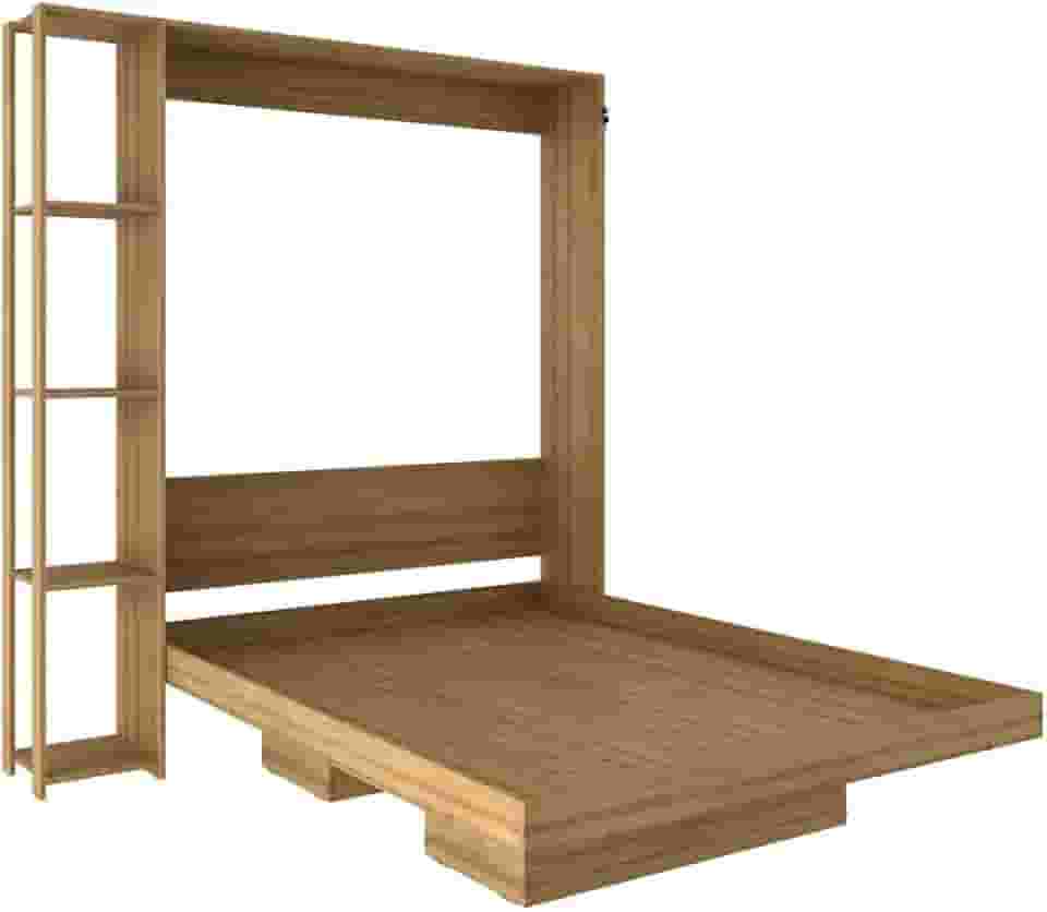 Cama De Casal Articulável Multifuncional Vertical com Nichos Cor: Amêndoa