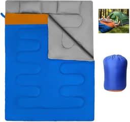 Saco De Dormir Casal ou Solteiro 2,2m x 1,5m, Saco de Dormir Duplo para Adultos,Duas Pessoas para Todas As Estações, Saco de Dormir para 2 Pessoas para Acampamento