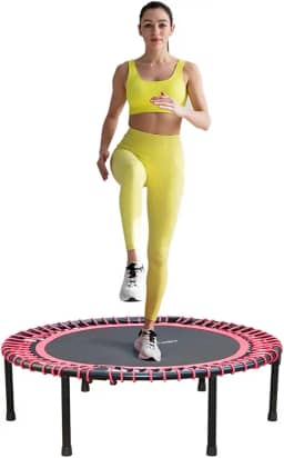 GYMENIST Trampolim De Fitness Para Adultos E Crianças, Trampolim De Exercício De Rebote Interno Para Treino De Fitness Para Treino De Salto Silencioso E Com Amortecimento Seguro (Sem Alças, Vermelho)