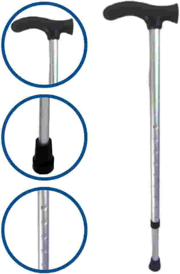 Bengala Idoso - Regulagem De Altura - Leve Prata - Suporta 100 Kg