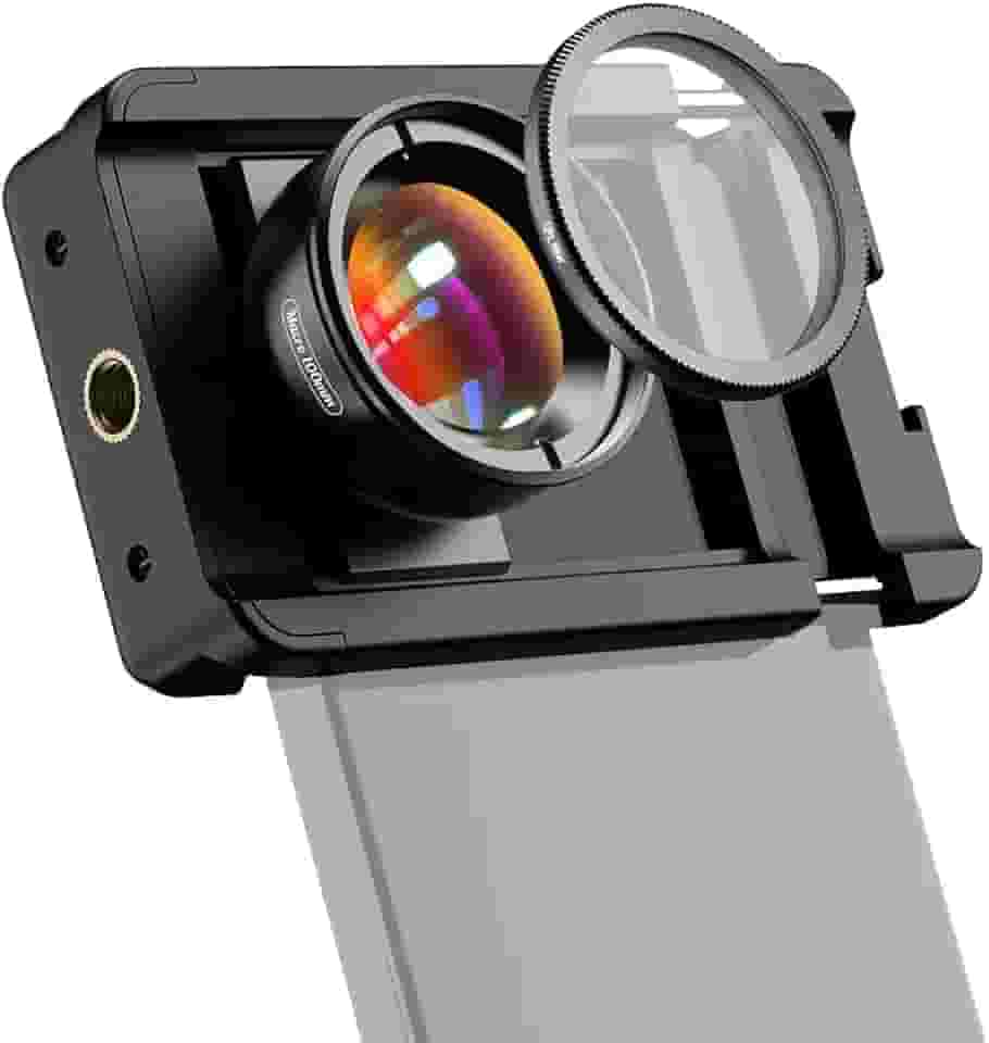 Sunydog Kit de lentes macro de 100 mm para smartphone, lente macro de fotografia HD 10X com filtro CPL para celular, acessório de lente universal para câmera de telefone, lente profissional grande