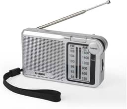 Rádio Portátil AM/FM, 2 Bandas, Recarregável USB Tipo-C, Entrada para Fone de Ouvido - Premium