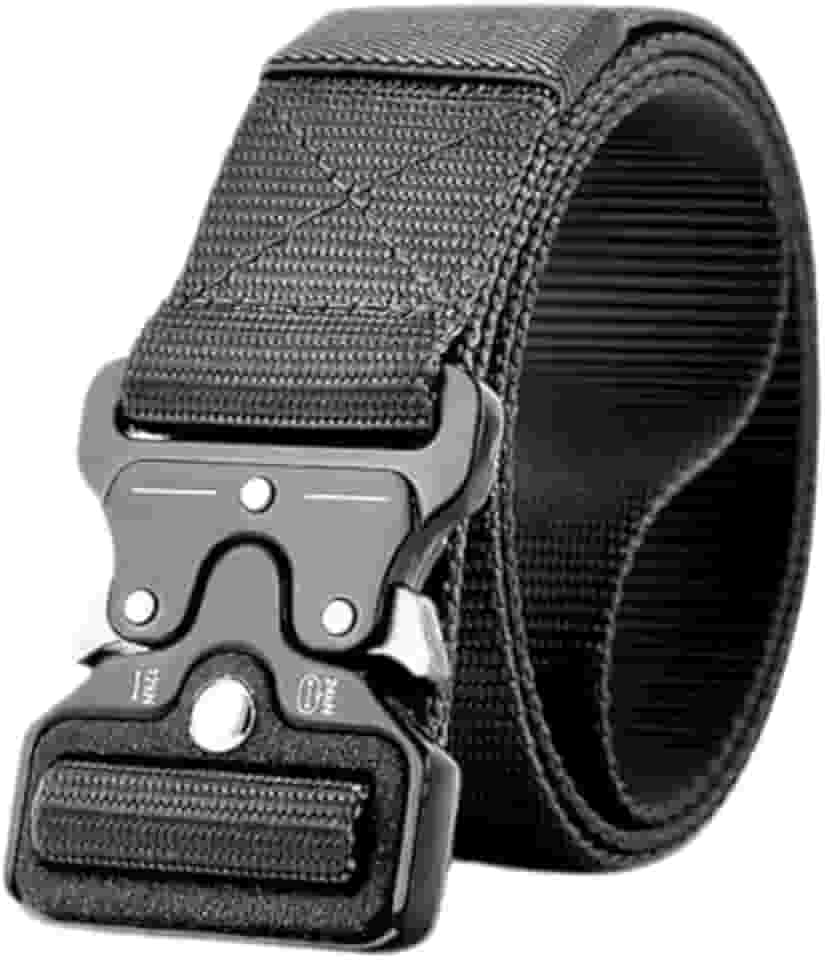 Cinto Tático Militar Pro de Metal e Nylon (Preto) - Ajuste Abre/Fecha Engate Rápido Resistente Fivela Metal Profissional Confortável Ideal p/Airsoft Trilha Seguranças e Dia/Dia