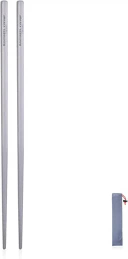 iBasingo Batons de titânio quadrados redondos à prova de escorregões para acampamento ao ar livre, talheres de piquenique, pratos ultraleves 12,5 g, Square chopsticks- Ti1517I