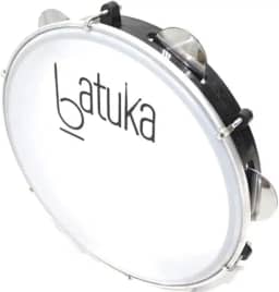 Pandeiro 10' Abs Preto Plat Inox Pele Leitosa Batuka