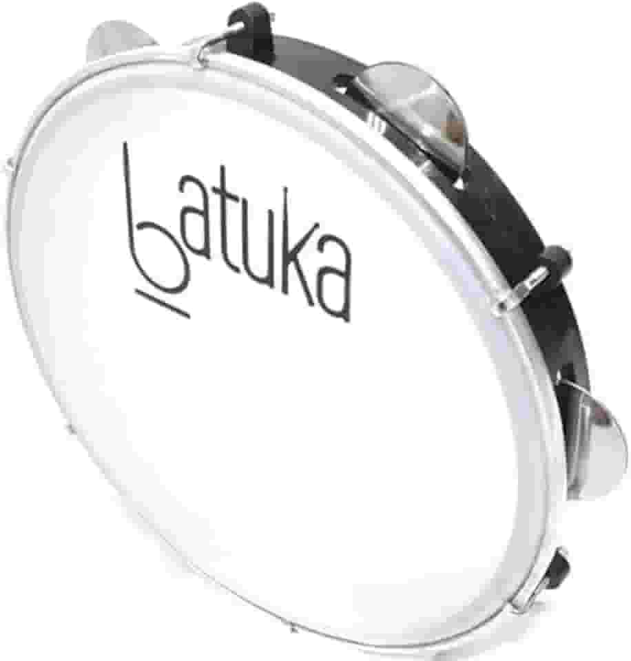 Pandeiro 10' Abs Preto Plat Inox Pele Leitosa Batuka