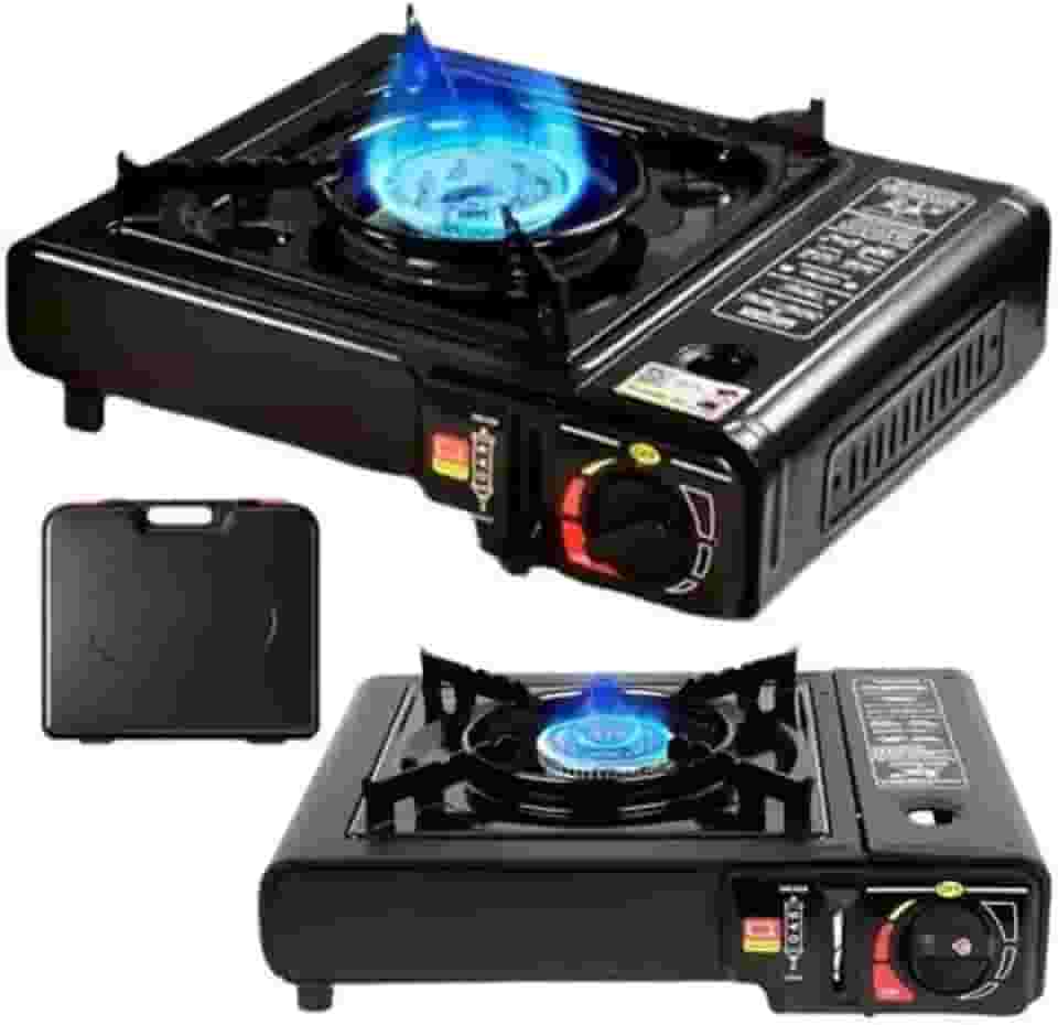 Fogareiro Portátil a Gás Butano com Ignição Eletrônica – Compacto, Econômico e Versátil – Para Camping, Pesca, Trilhas, Viagens e Cozinha – Maleta Inclusa, Chama Regulável