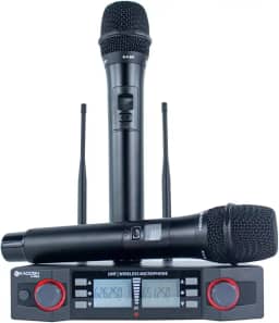 Microfone sem fio uhf kdsw 402 m uhf (mão + mão)