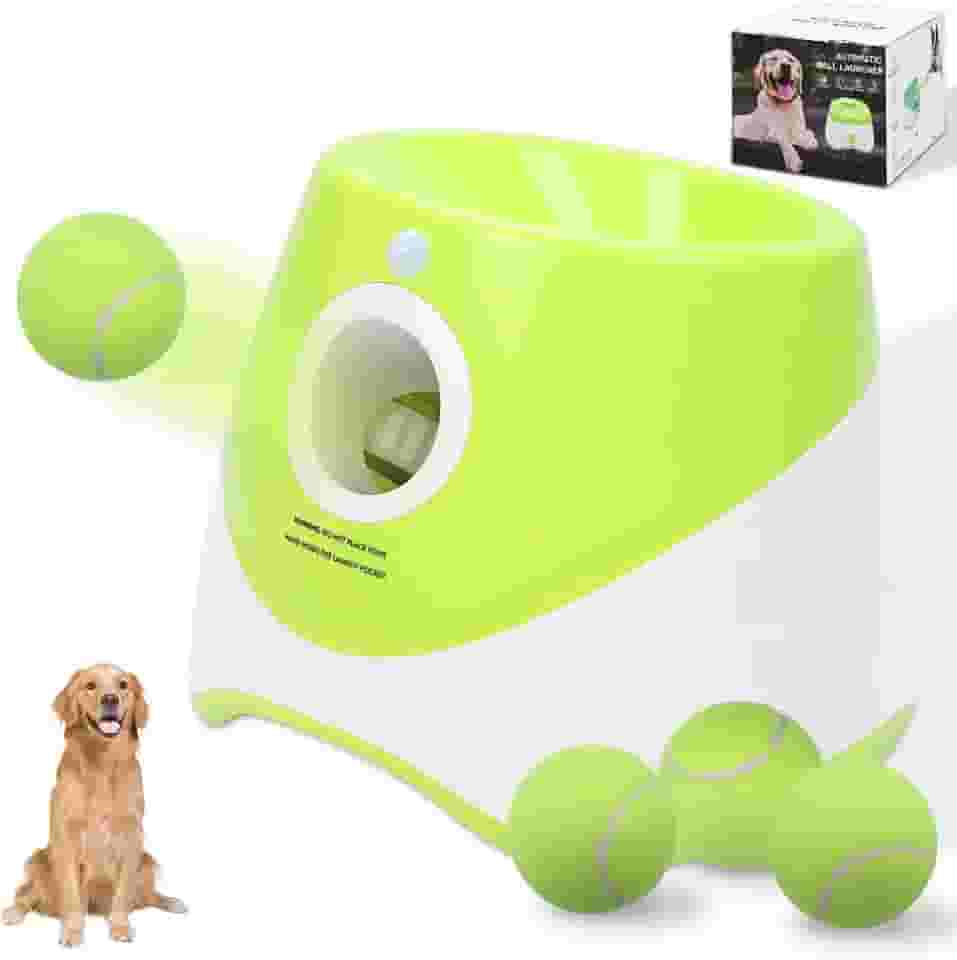 Lançador Automático de Bolas para Cães,Arremessador de Bolinha Pet,Lançador de Bolas para Animais de Estimação, Lançador de Bola de Tênis de 3 a 9 m