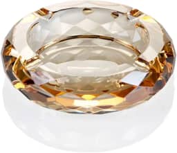 Cinzeiro de vidro de cristal, suporte de cinzeiro para cigarros de charuto, decoração de mesa de escritório, decoração de mesa, cristal dourado