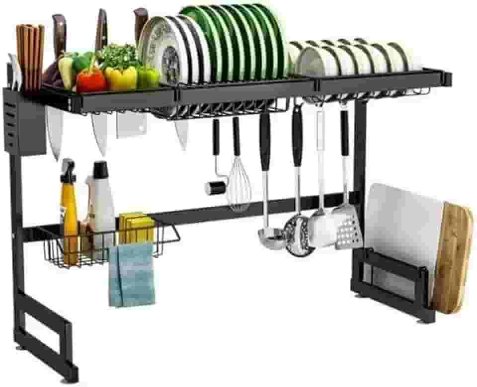 Escorredor Rack Modular Oganizador 85cm Preto Aço Inox Modelo Rack Organizador Louça