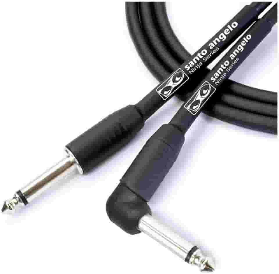 CABO DE GUITARRA NINJA L CABLE 0,20 MM CONECTOR P10/P10 90° 10FT 3,05 METRO PRETO - SANTO ANGELO