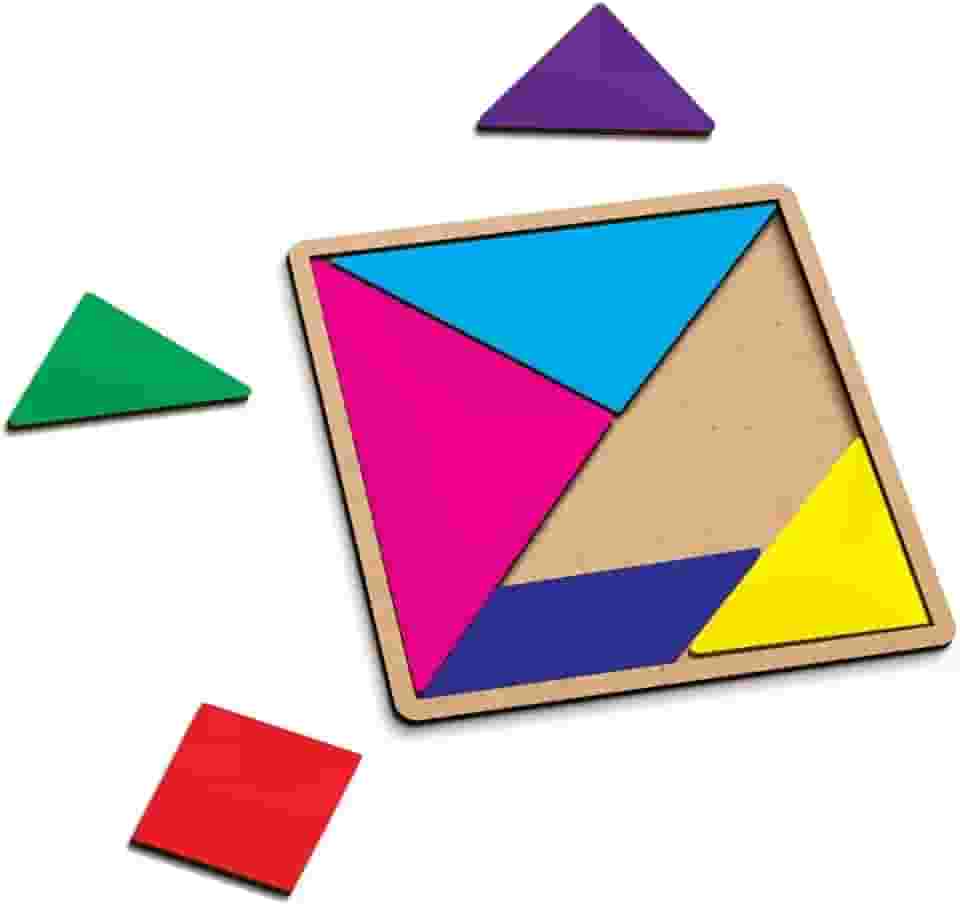 Brinquedo Educativo Tangram Colorido MDF 17x17 Pedagógico Criativo
