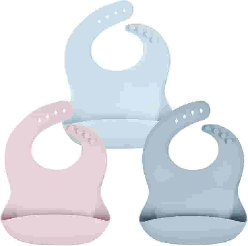 Kind Love Babador de Silicone Infantil com Bolso Coletor, Ajustável, Impermeável, Livre de BPA