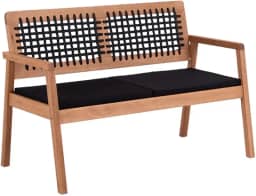 Sofá 2 Lugares para Jardim Varanda Área Externa 1,16 m Trança Oppa Design - Castanheira e Corda Preta