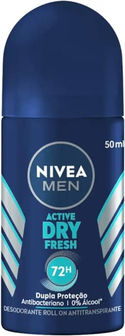 NIVEA MEN Desodorante Antitranspirante Roll On Dry Fresh 50ml - Proteção prolongada de 72h, com dupla proteção antitranspirante, proteção extra seca, sem álcool, corantes e conservantes