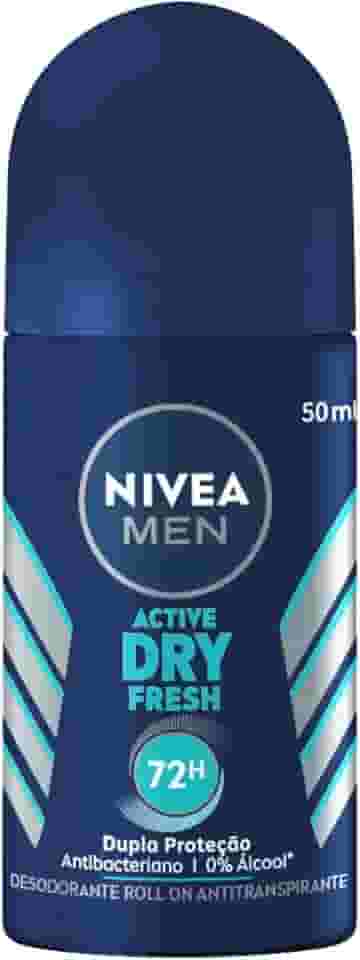 NIVEA MEN Desodorante Antitranspirante Roll On Dry Fresh 50ml - Proteção prolongada de 72h, com dupla proteção antitranspirante, proteção extra seca, sem álcool, corantes e conservantes