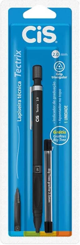 Lapiseira Técnica Tectrix 2.0mm, CIS, Preta, Blister c/1 unidade