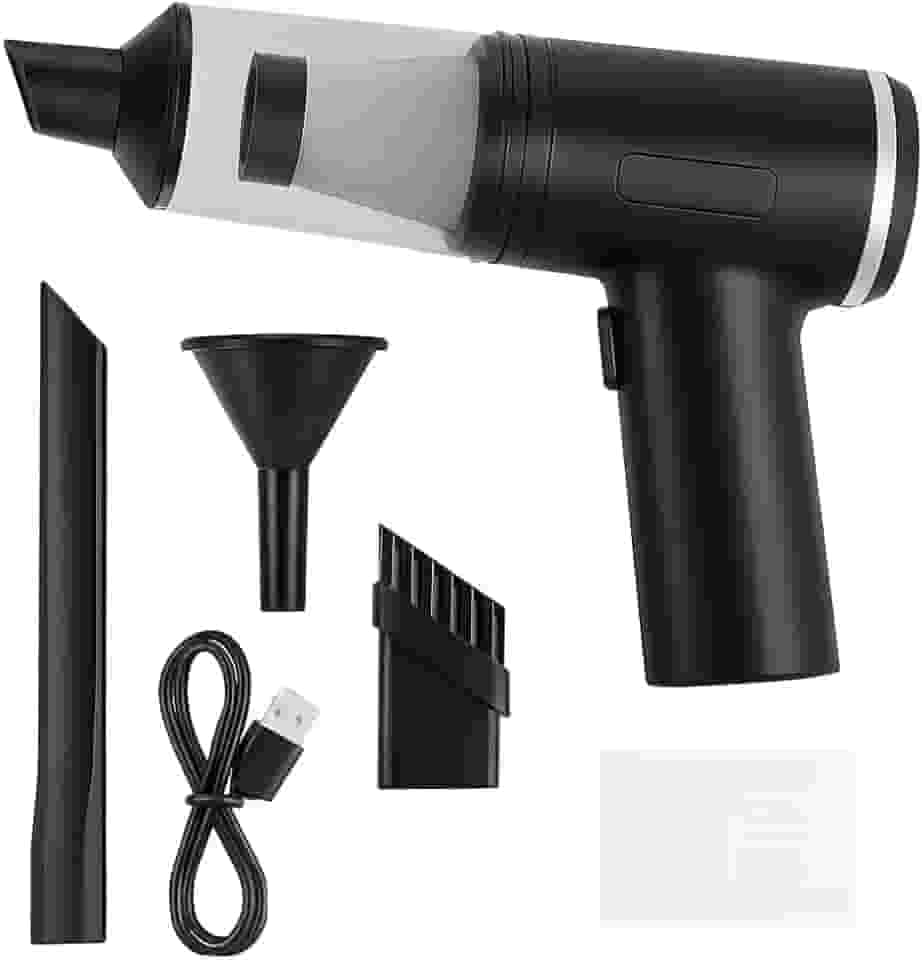 Mini Aspirador Portátil 2 em 1 – Função Aspirar e Soprar, USB Recarregável, Filtro HEPA Lavável para Carro, Escritório e Residência