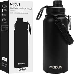 MODUS Garrafa Térmica Esportiva De Aço Inoxidável Com Isolamento A Vácuo De 1000ML (Preto)