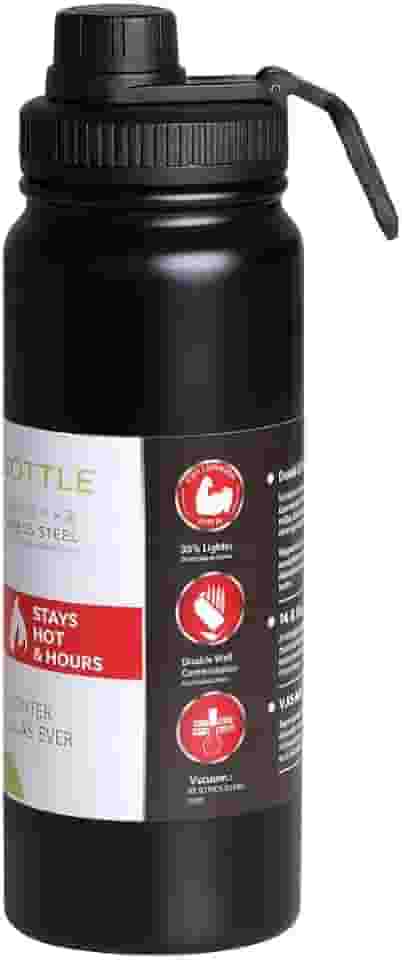 Garrafa de Água Térmica Inox 800ml Esportiva com Alça Parede Dupla Isolada a Vácuo Antivazamento Garrafinha Academia Fitness Corrida Esportes Escritório – Premium