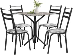 Conjunto de Mesa Thais 0,70m com 4 Cadeiras Granito/Dark Artefamol