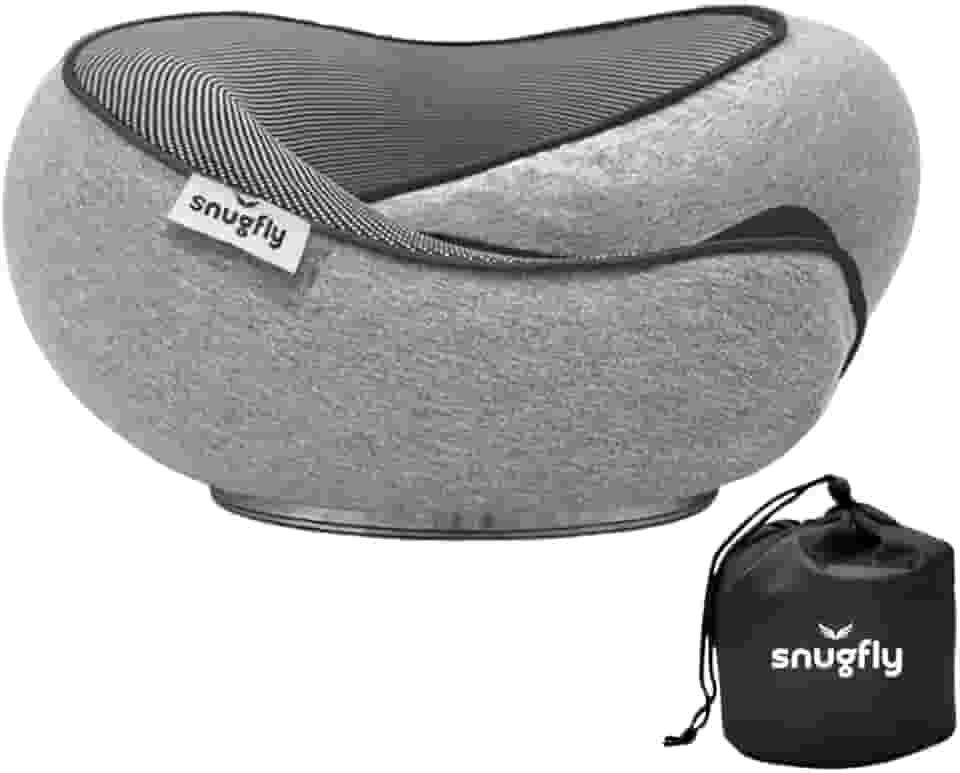 Travesseiro de Viagem SnugFly - Suporte Duplo para Cabeça, Pescoço e Cervical. Ergonômico, Leve, Com Espuma de Memória, Ideal para Viagens de Avião, Carro e Ônibus.