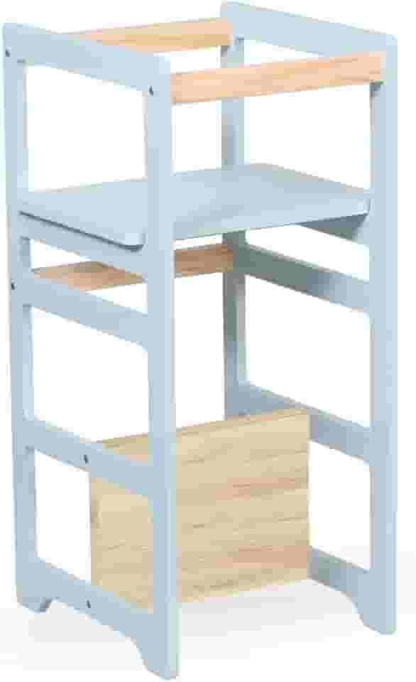 Torre De Aprendizagem Montessoriana Regula Criança Azul Bebê