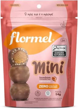 Mini Bombom Crocante com Caramelo FLORMEL Zero Açúcar -Pouch com 54g