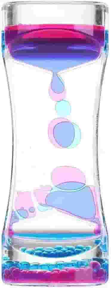 Ampulheta de Movimento Líquido Sensorial – Temporizador com Bolhas de Óleo, Relaxamento, Alívio do Estresse e Ansiedade, Calmante e Decorativo para Escritório, Crianças e Adultos (Azul + Rosa)