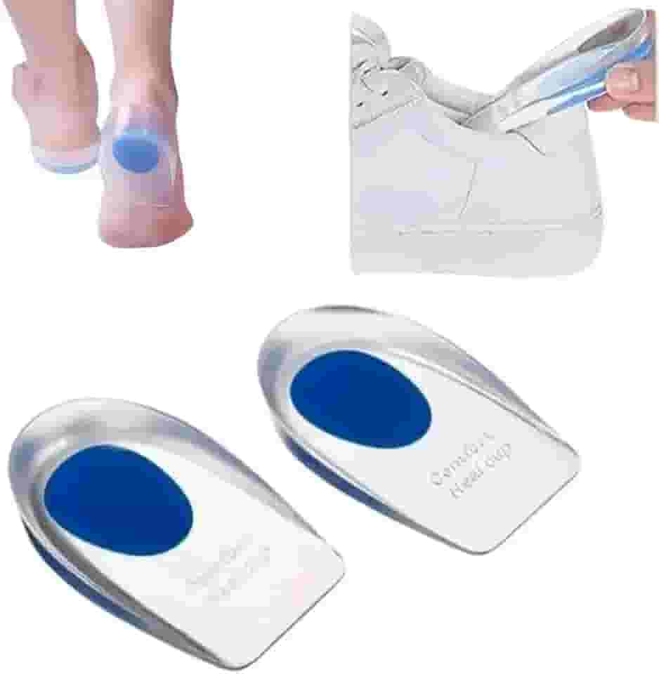 Palmilha Ortopédica de Silicone Gel para Calcanhar | Calcanheira Protetora Antiderrapante | Absorção de Impacto, Alívio de Dor no Pé, Fascite Plantar, Esporão Calcâneo, Conforto em Sapatos e Tênis