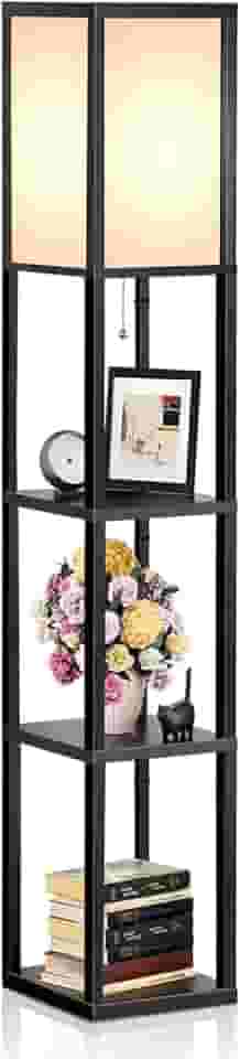 Luminária de Chão, Abajur de Chão, Abajur de Chao para Sala, Luminaria de Chao para Sala de Estar, Luminária de Piso de Prateleira LED, Luz de Pé Moderna para Salas de Estar E Quartos